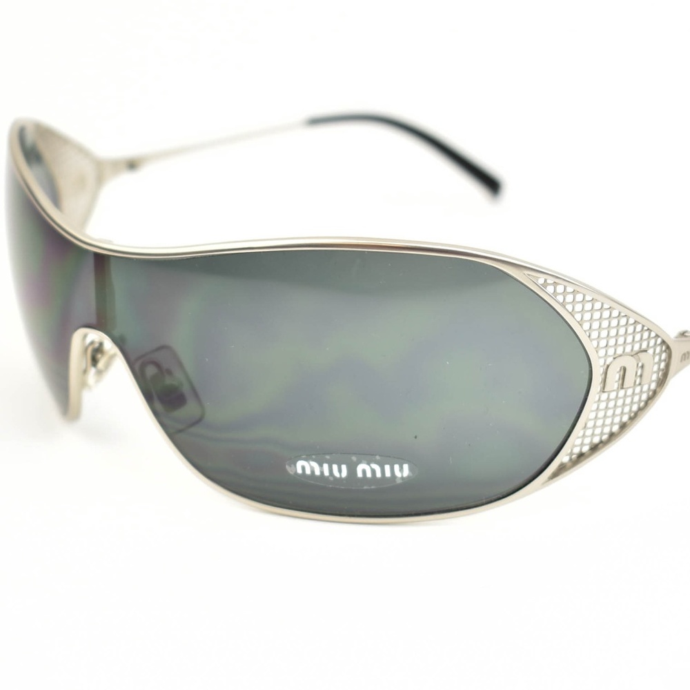 MIU MIU: Silver, Metal & Logo Shield Sunglasses s